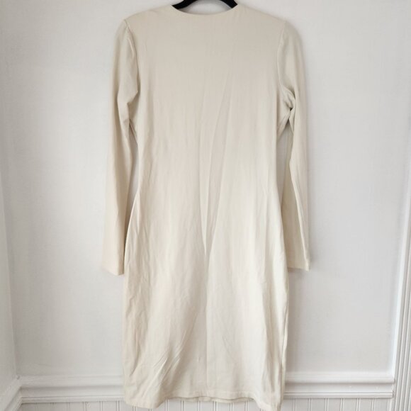 Susana Monaco Emma Dress Beige Dress Long Sleeve Bodycon Career Size L - Picture 3 of 6